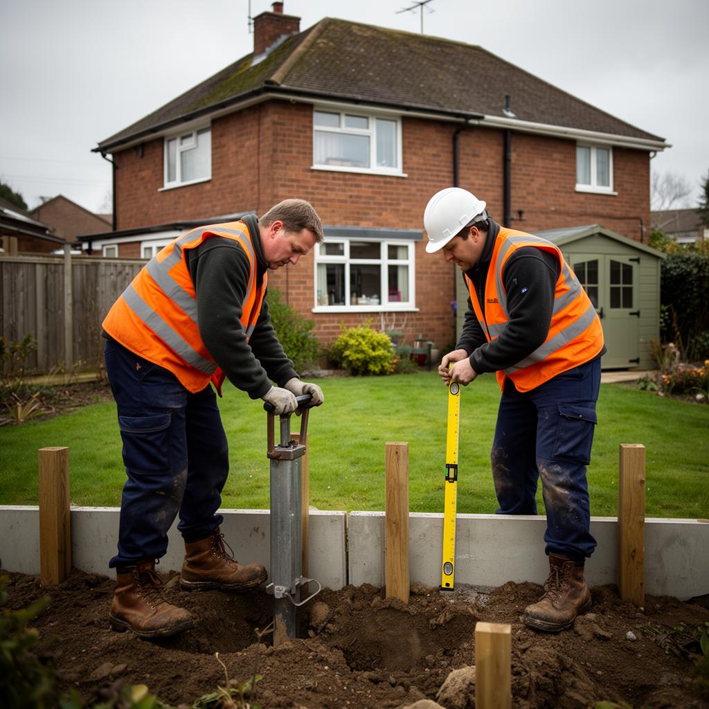 Concrete fence base installation
